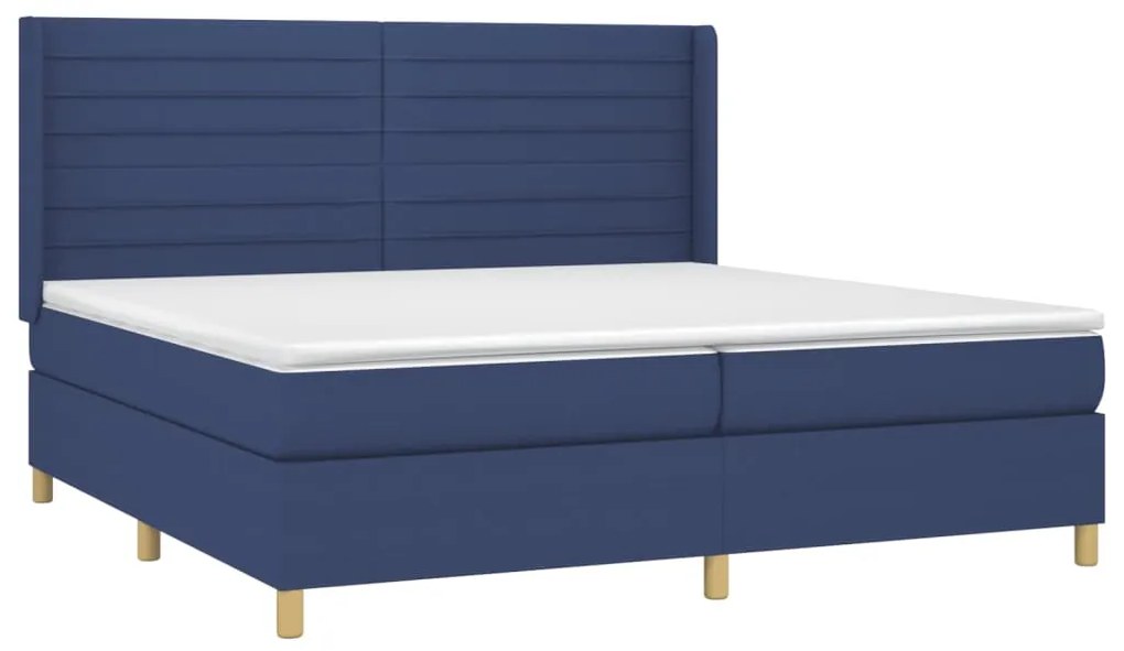 vidaXL Κρεβάτι Boxspring με Στρώμα Μπλε 200x200 εκ. Υφασμάτινο