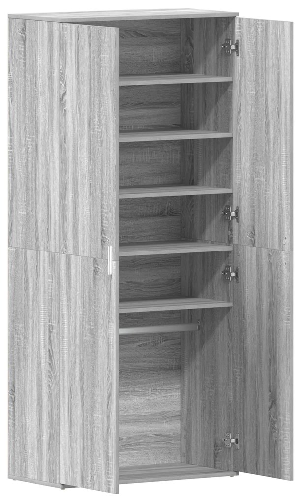 vidaXL Ντουλάπα Παπουτσιών Γκρι Σονομα 80x39x180 εκ. Επεξεργασμένο Ξύλο
