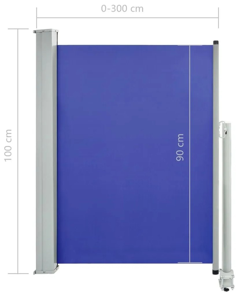 Σκίαστρο Πλαϊνό Συρόμενο Βεράντας Μπλε 100 x 300 εκ. - Μπλε