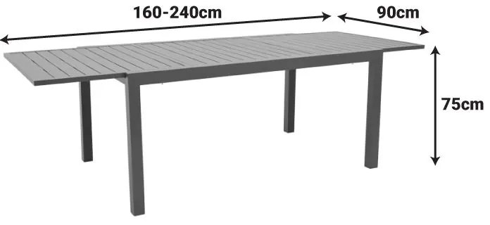 Τραπέζι Lafla Επεκτεινόμενο Αλουμίνιο Σαμπανιζέ 160-240x100x75εκ. 240x90x75 εκ.