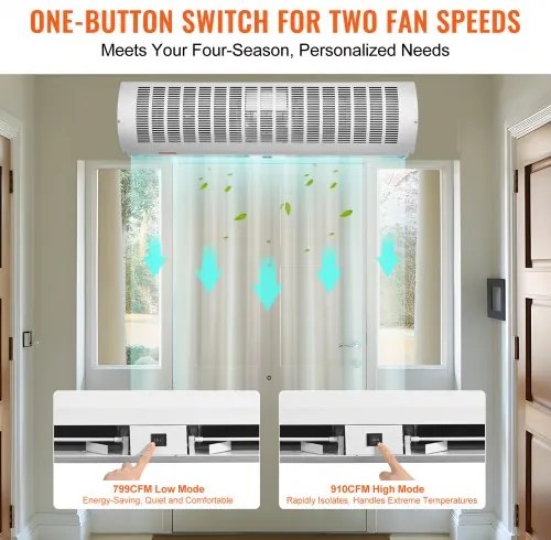 VEVOR 0.9m Commercial Indoor Air Curtain Super Power 2 Speeds 2038m³/h, UL Certified Wall Mounted Air Curtains for Doors, Indoor Over Door Fan with Heavy Duty Limit Switch, Easy-Install Unheated