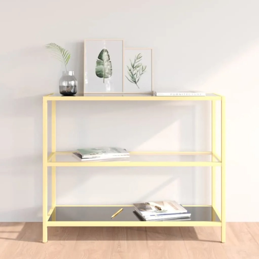 vidaXL Ράφι Μαύρο και Διαφανές 100 x 36 x 90 εκ. από Ψημένο Γυαλί
