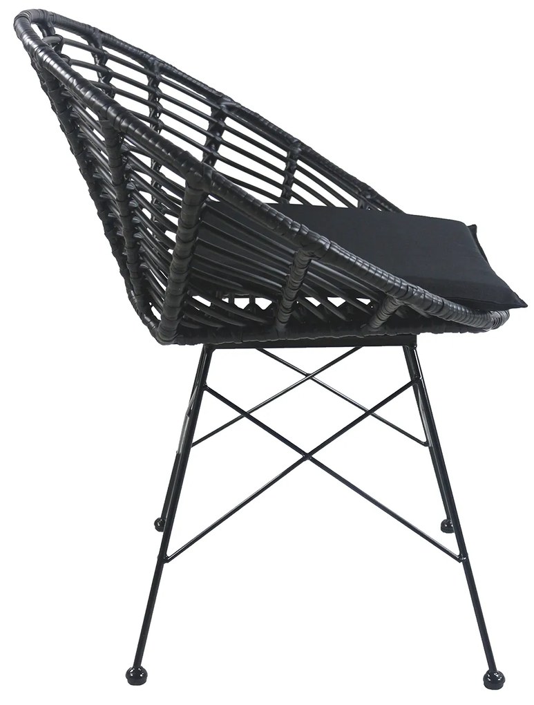 Καρέκλα Κήπου AELIUS Μαύρο Μέταλλο/Rattan 72x62x78cm - 14510022