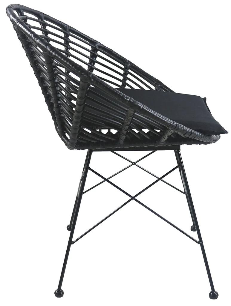 Καρέκλα Κήπου AELIUS Μαύρο Μέταλλο/Rattan 72x62x78cm