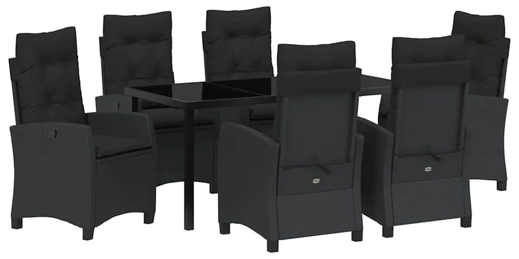 vidaXL Σέτ φαγητού για κήπο 7 pcs Μαύρο συνθετικό ρατάν
