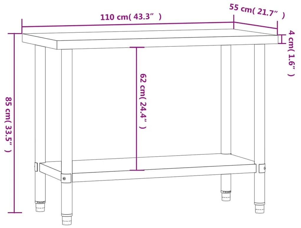 ΠΑΓΚΟΣ ΕΡΓΑΣΙΑΣ ΚΟΥΖΙΝΑΣ 110X55X85 ΕΚ. ΑΠΟ ΑΝΟΞΕΙΔΩΤΟ ΑΤΣΑΛΙ 376465