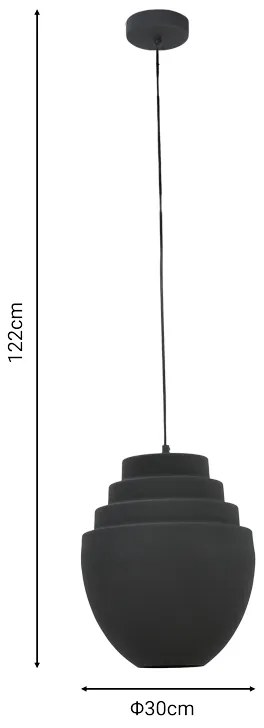 Φωτιστικό οροφής Kelsy Inart E27 μαύρο μέταλλο Φ30x122εκ