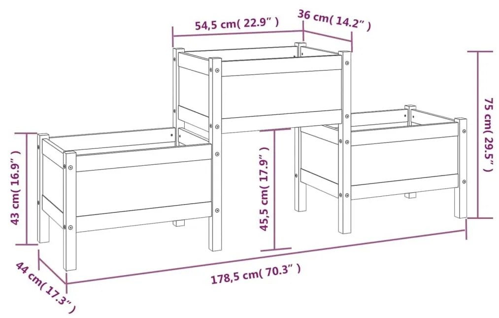 Ζαρντινιέρα Καφέ Μελί 178,5 x 44 x 75 εκ. από Μασίφ Ξύλο Πεύκου - Καφέ