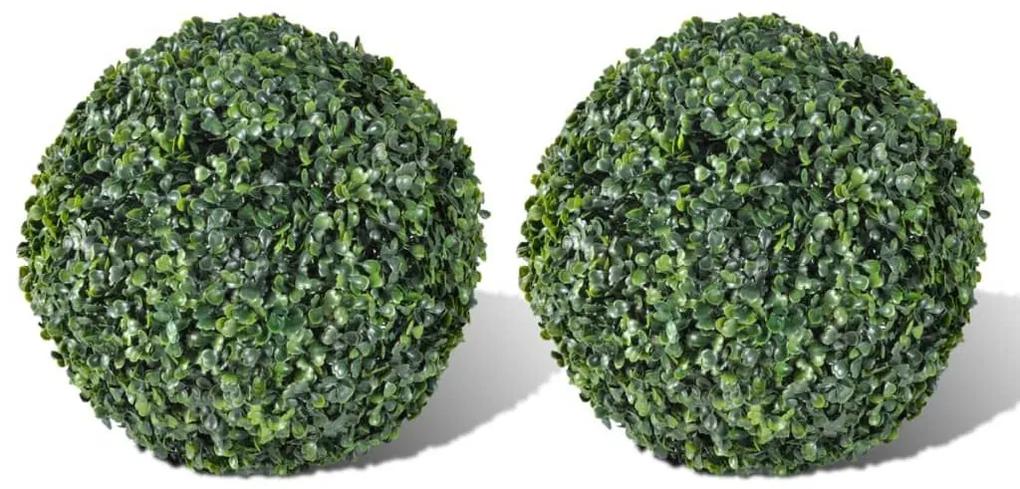 Πυξάρι σε Σχήμα Μπάλας με Τεχνητά Φύλλα 2 τεμ. 27 εκ. - Πράσινο