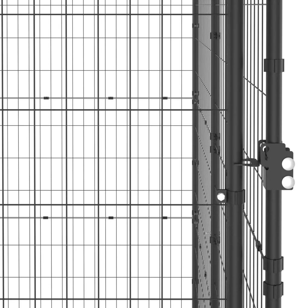 Κλουβί Σκύλου Εξωτερικού Χώρου με Στέγαστρο 24,2 μ² από Ατσάλι - Μαύρο