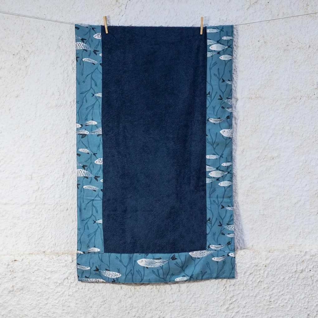 Πετσέτα Θαλάσσης (80x160) White Fabric Wavari Blue