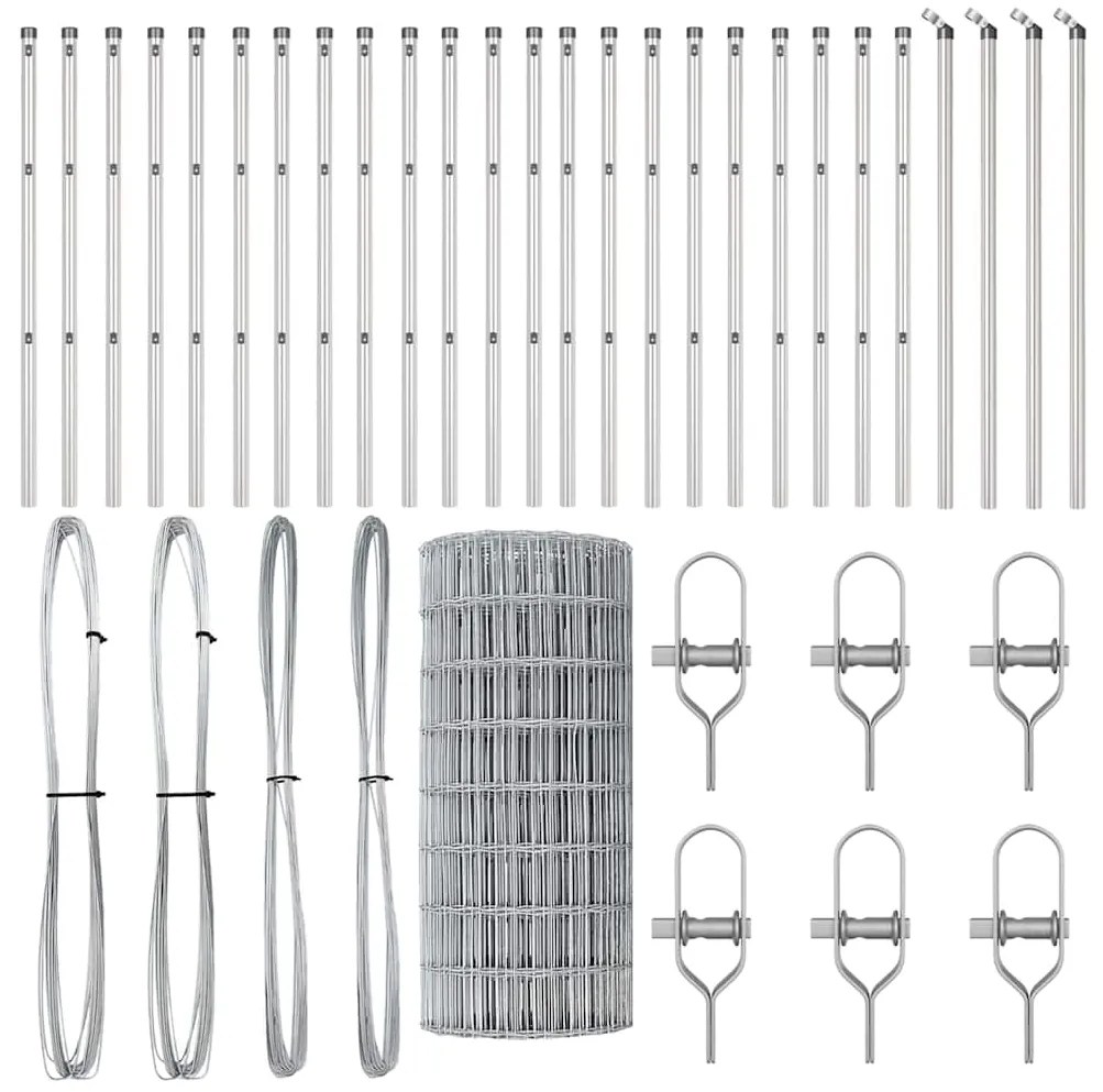 vidaXL Τεντώτο με στήριγμα Ασημί 0,6 x 50 μ. Χάλυβας και PVC