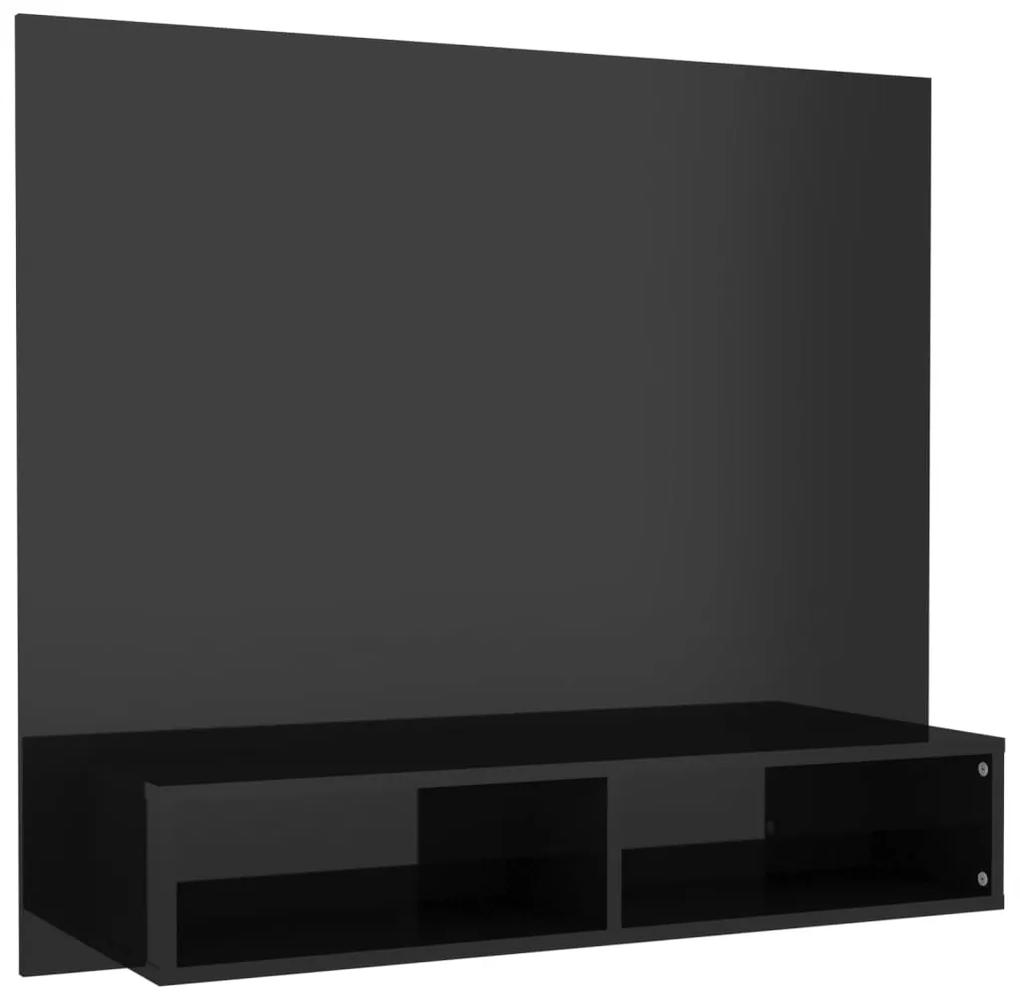 vidaXL Έπιπλο Τηλεόρασης Τοίχου Γυαλ. Μαύρο 102x23,5x90εκ. Μοριοσανίδα