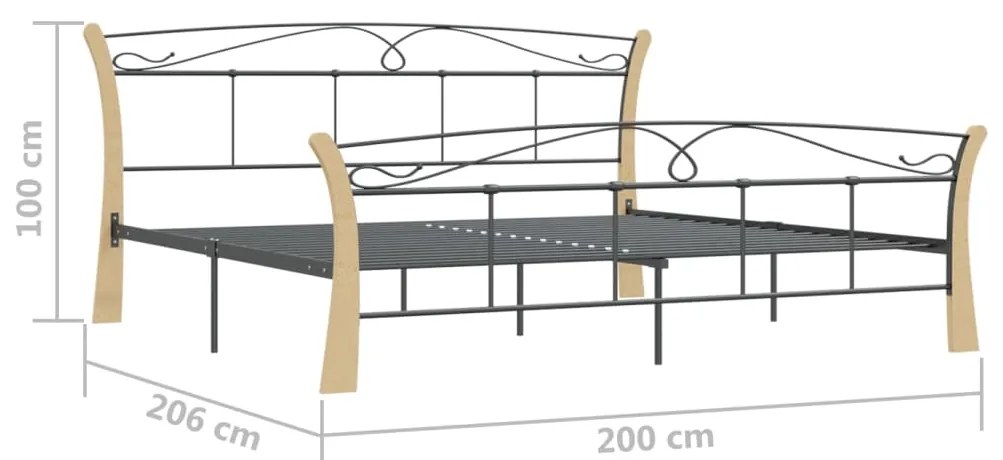 vidaXL Πλαίσιο Κρεβατιού Μαύρο 200 x 200 εκ. Μεταλλικό