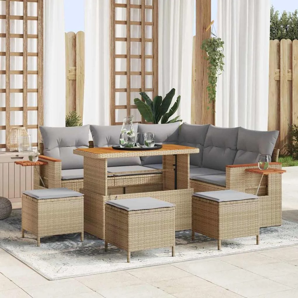 vidaXL Σετ Καναπέ Κήπου 9 pcs μπεζ και ανοιχτό γκρι 110 x 55 x 71 εκ