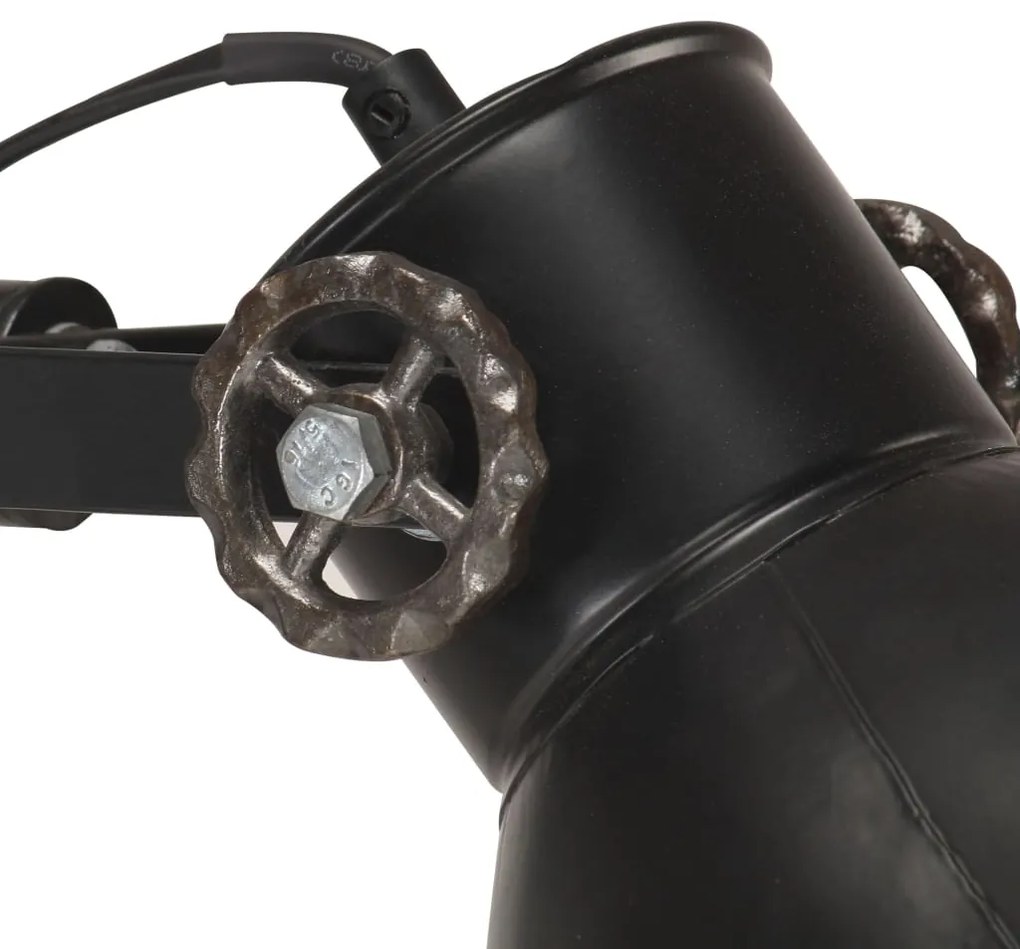 vidaXL Φωτιστικό Δαπέδου με 2 Καπέλα Μαύρο από Χυτοσίδηρο E27