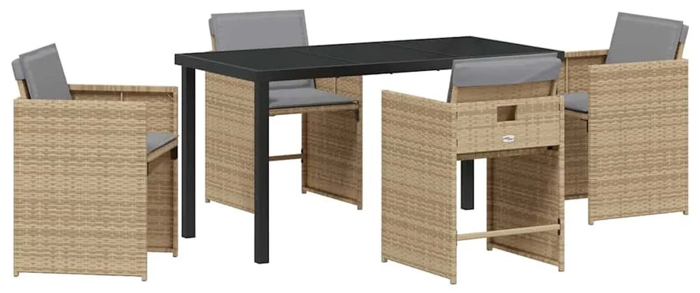 vidaXL Σέτ φαγητού για κήπο 5 pcs Μπεζ συνθετικό ρατάν