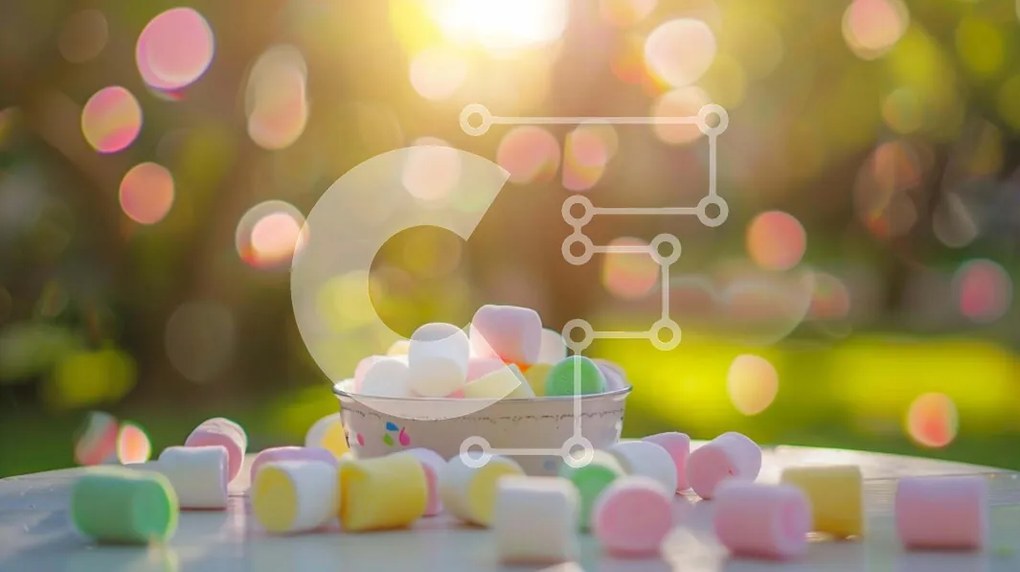 Σετ των 2 Intra Συλλεκτικό Ξύλινο Παζλ Plywood 4mm - Πολύχρωμα Marshmallows σε ένα λευκό μπολ Σε Ξύλινο Κουτί - Διαστάσεις: 10x10 cm – 25 κομμάτια