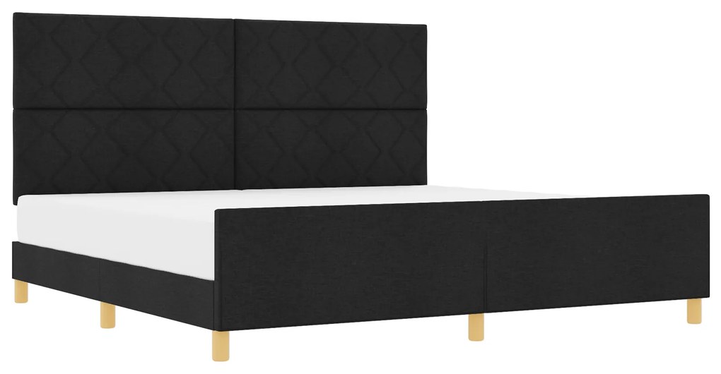 vidaXL Σκελετός Κρεβατιού με κεφαλάρι Μαύρο 200 x 200 cm ύφασμα