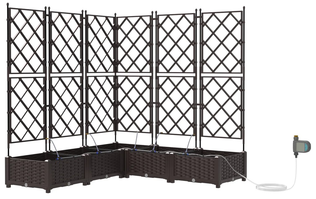 vidaXL Γλάστρες Κήπου 1 τεμ Καφασωτό Καφέ 120 x 120 x 126 cm Πλαστικό