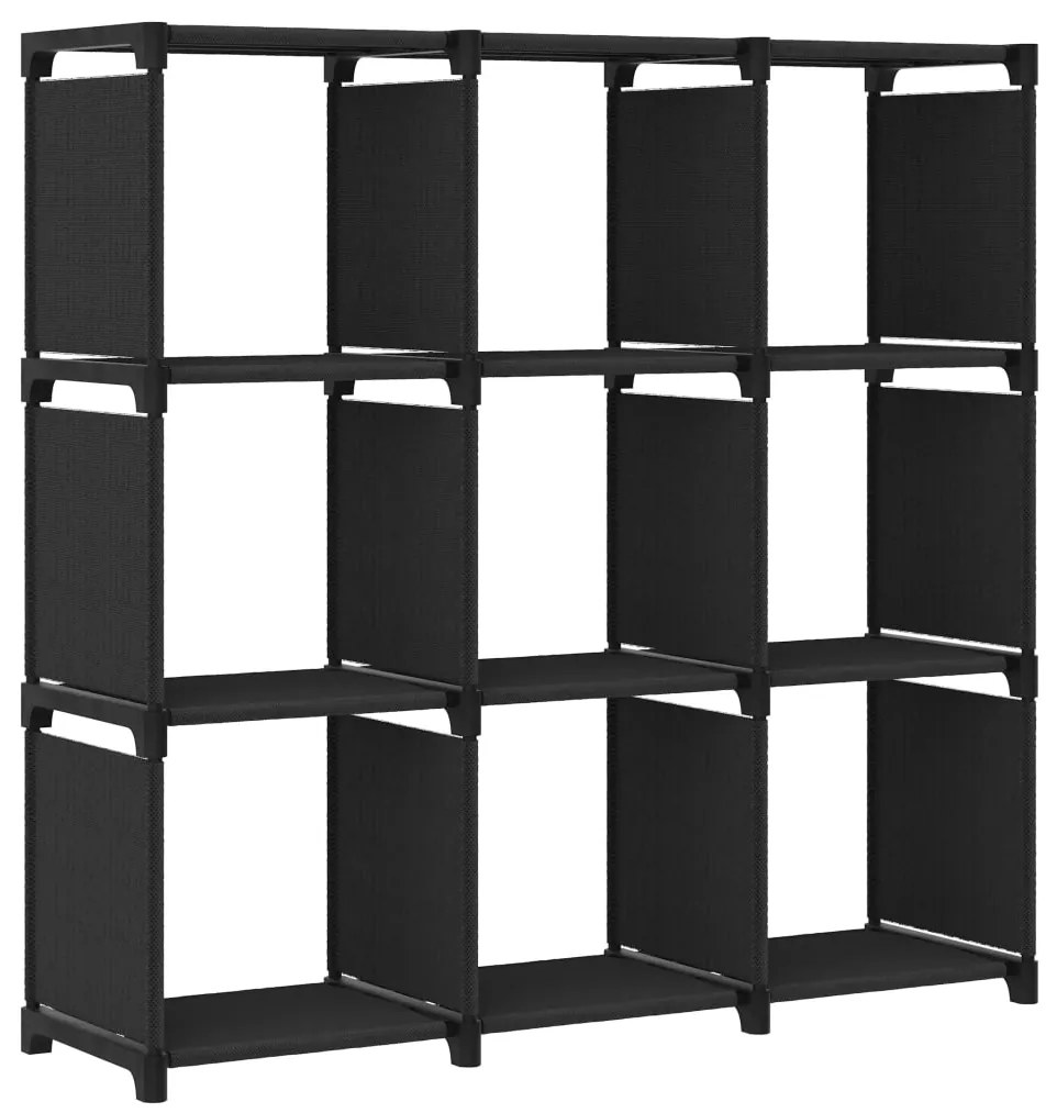vidaXL Ραφιέρα με 9 Κύβους &amp; Κουτιά Μαύρη 103x30x107,5 εκ. Υφασμάτινη