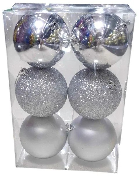 Σετ Χριστουγεννιάτικες Μπάλες 8εκ. 6τεμ Ασημί