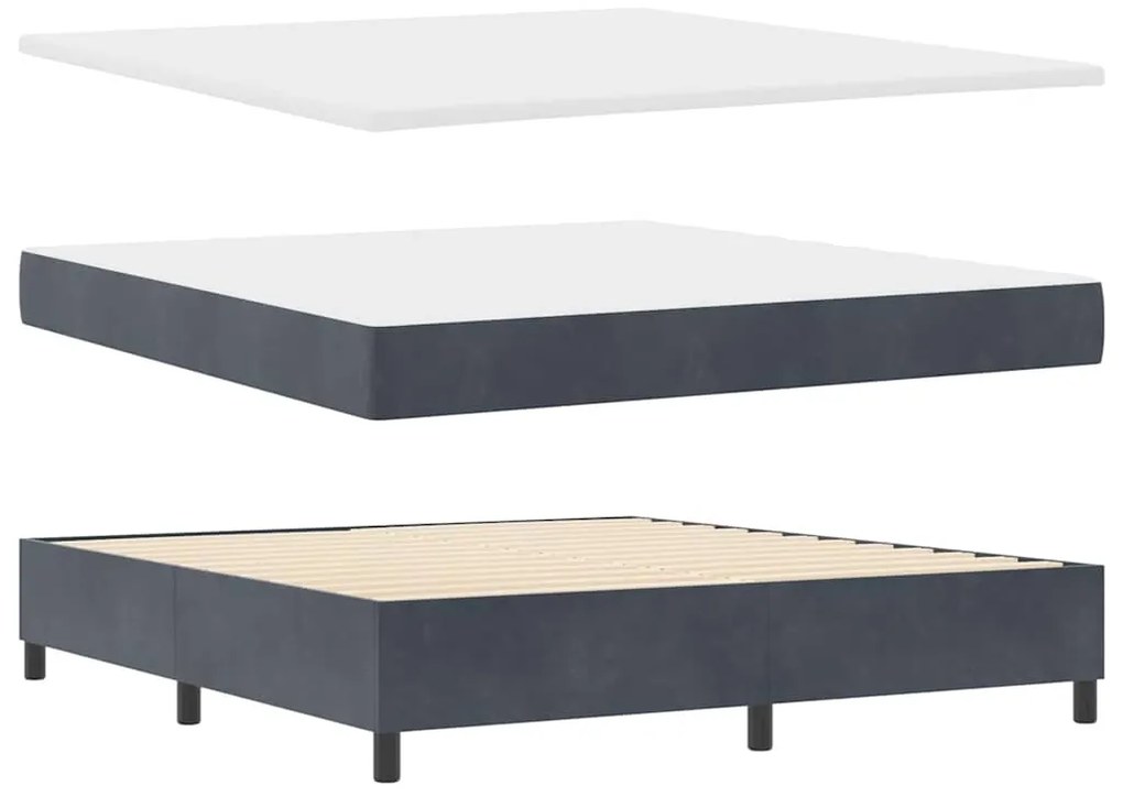 vidaXL Κρεβάτι με ελατήρια Σκούρο γκρι 180 x 200 cm Βελούδο