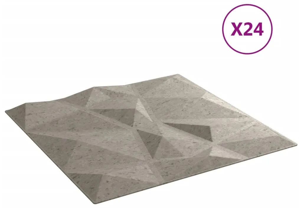 vidaXL Πάνελ Τοίχου 24 τεμ. Σχέδιο Διαμάντι Γκρι 50x50εκ. 6 μ² από XPS