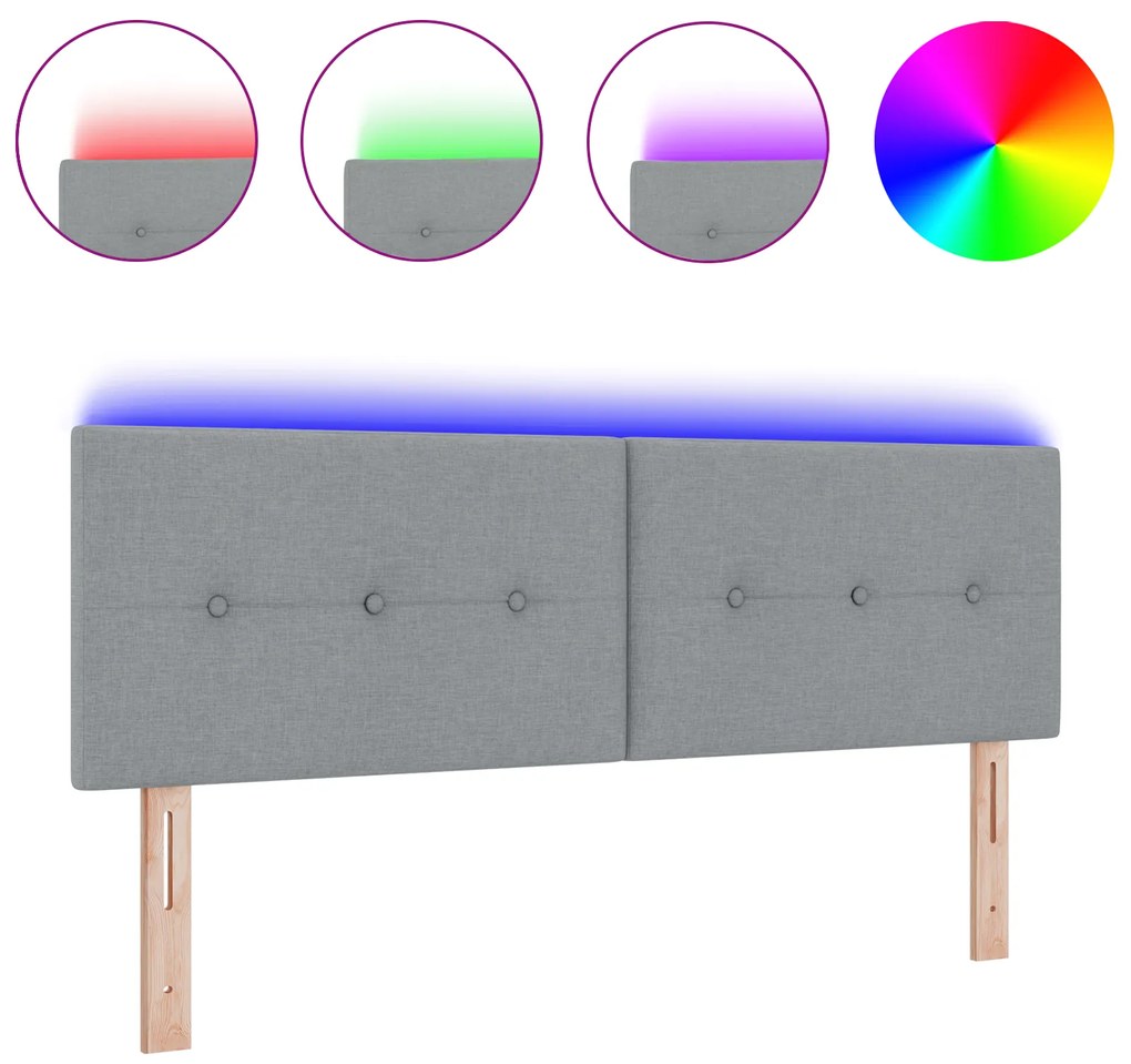 vidaXL LED Κεφαλάρι Με Ψαθωτό Σχέδιο Ανοιχτό Γκρι 80 εκ. Υφασμάτινο