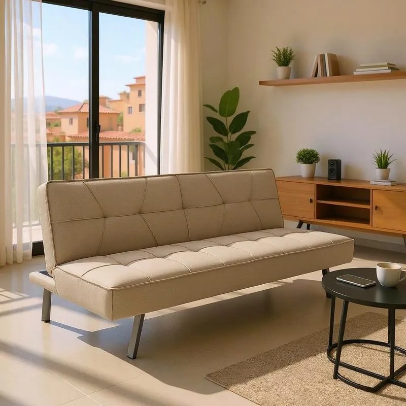 Καναπές - Κρεβάτι Travis 3θέσιος Ύφασμα Μπέζ 175x83x74 εκ. 175x83x74 εκ.