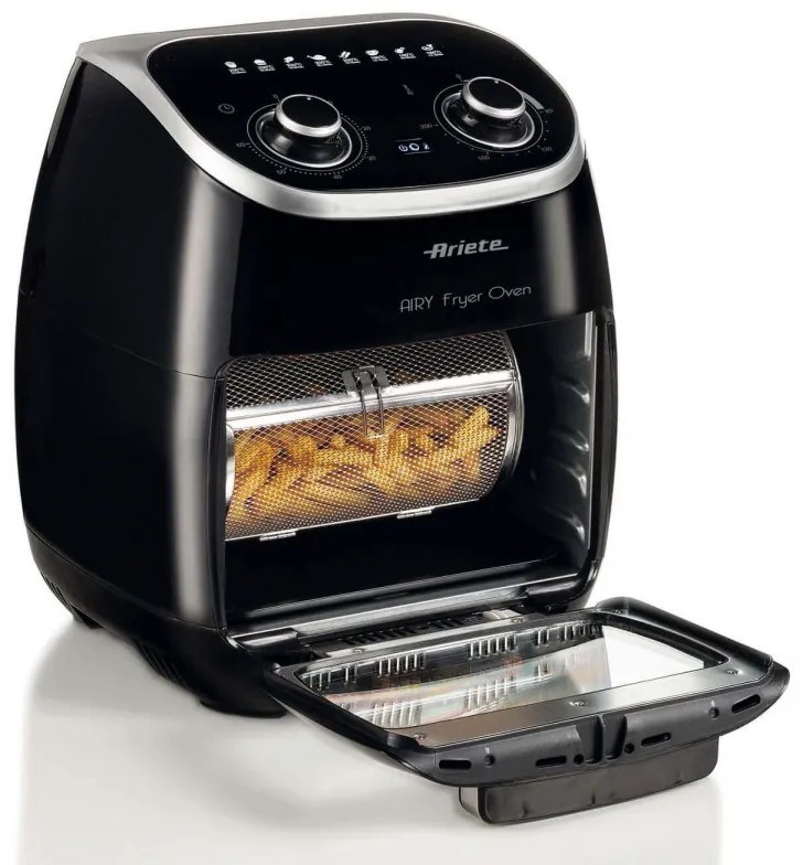 Φούρνος με φριτέζα ζεστού αέρα Ariete AIRY FRYER OVEN 4619/00, 2000W, 11 l, 8 προγράμματα, 80-200C, Ψησταριά, Χρονοδιακόπτης, Μαύρο