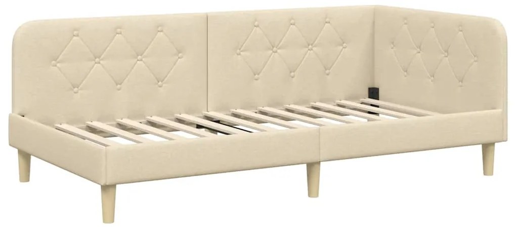 vidaXL Κρεβάτι Γωνίας με κεφαλάρι Κρεμ 90 x 190 cm ύφασμα