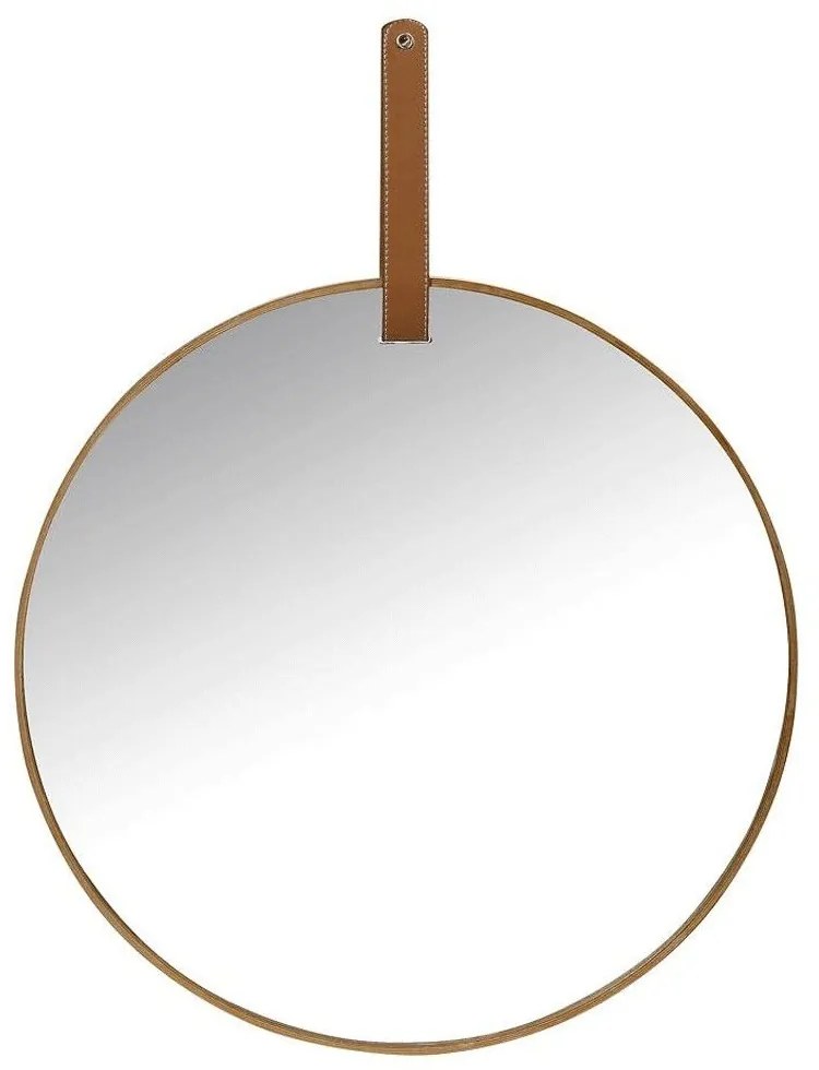 Καθρέπτης Τοίχου Στρογγυλός Με Λαβή TAX105 60cm Brown Espiel Metal, Glass