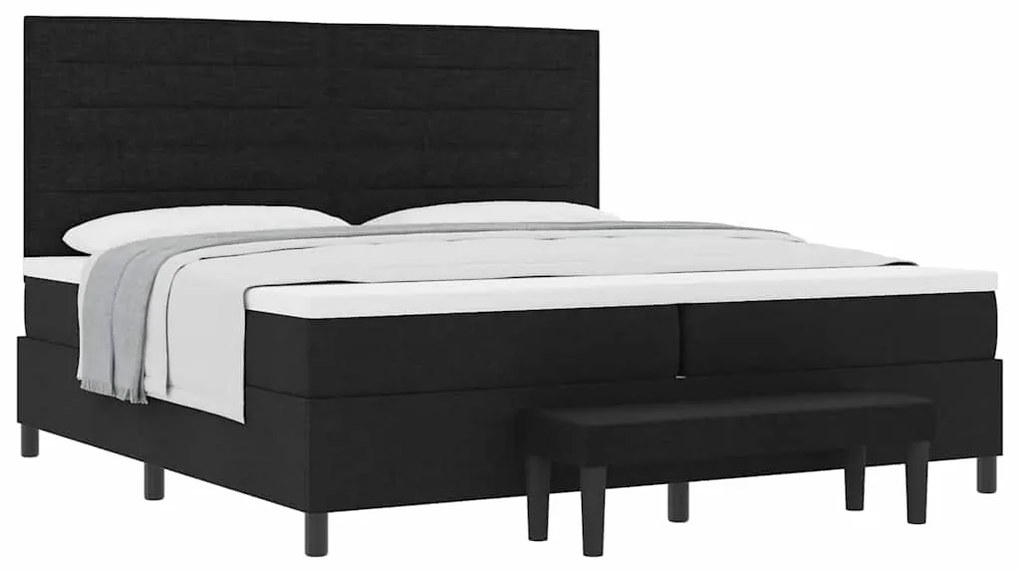 vidaXL Κρεβάτι με ελατήρια με στρώμα Μαύρο 200 x 200 cm ύφασμα