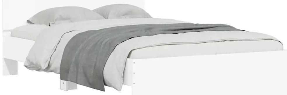 vidaXL Πλαίσιο Κρεβατιού με Κεφαλάρι/LED Λευκό 140 x 200 εκ
