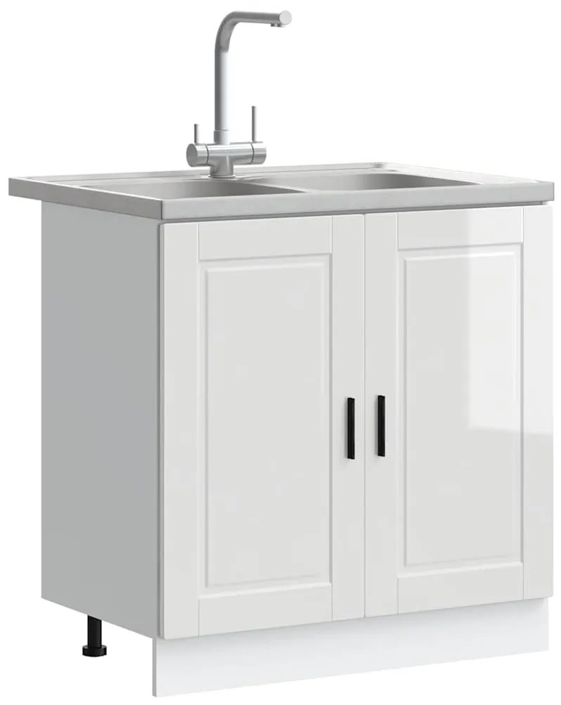 vidaXL Βάση νιπτήρα 2 pcs Λευκό 80 x 46 x 84.5 εκ. Επεξεργασμένο ξύλο