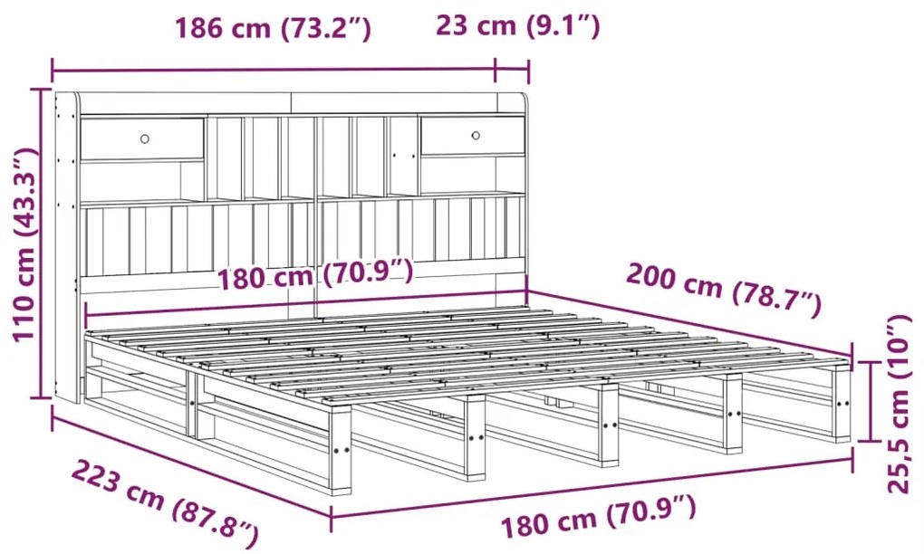 ΚΡΕΒΑΤΙ ΒΙΒΛΙΟΘΗΚΗ ΧΩΡΙΣ ΣΤΡΩΜΑ 180X200 ΕΚ ΜΑΣΙΦ ΞΥΛΟ ΠΕΥΚΟΥ 3323969