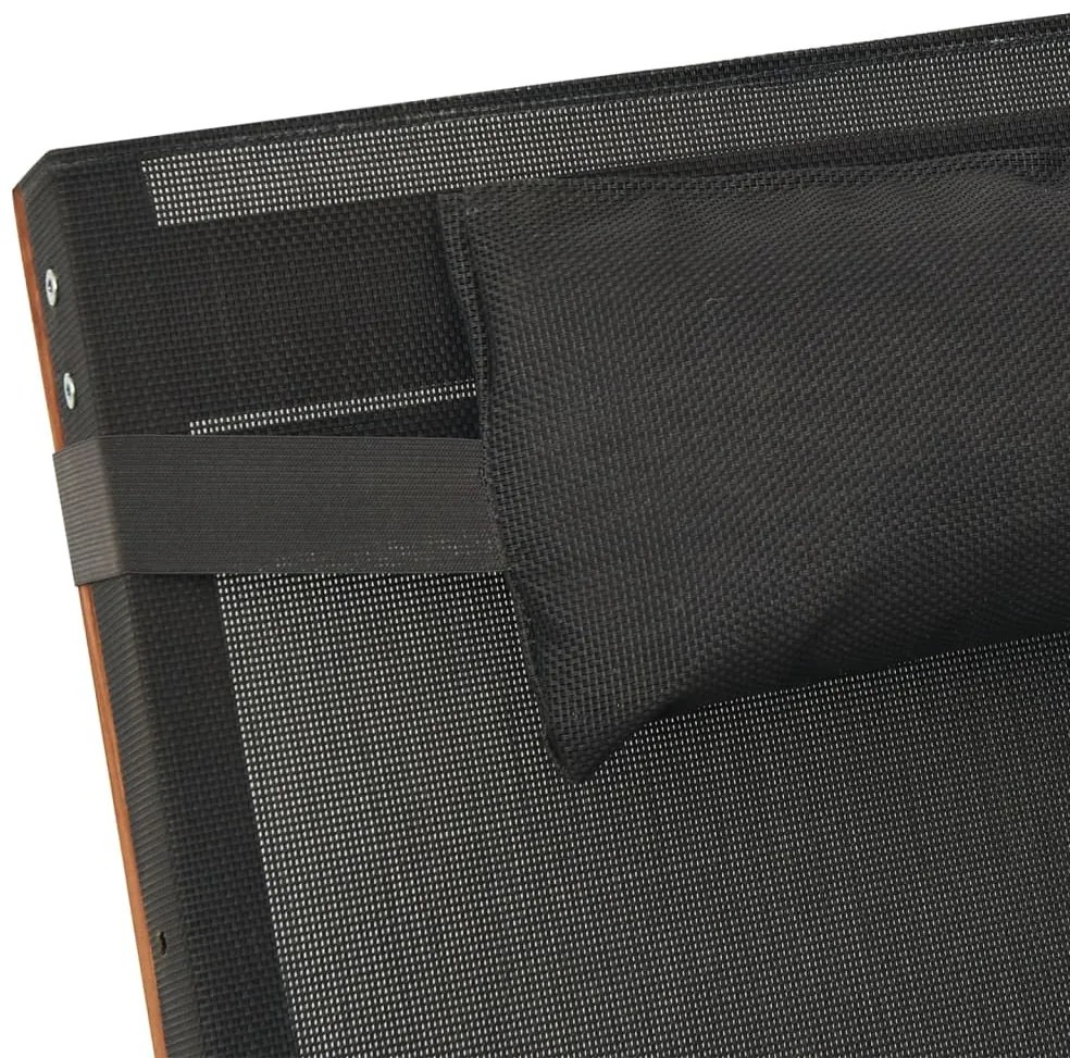 vidaXL Ξαπλώστρα Γκρι από Textilene και Μασίφ Ξύλο Λεύκας με Μαξιλάρι