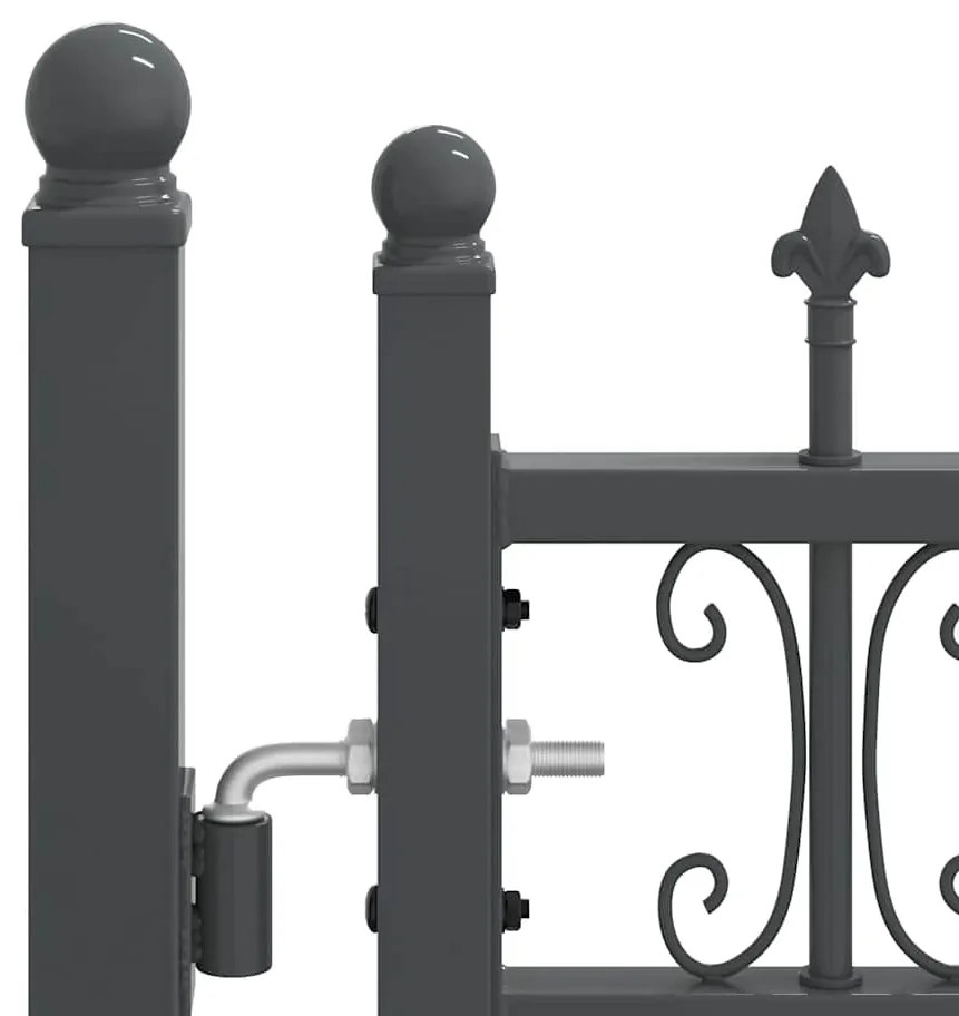 vidaXL Πύλη Φράχτη με Στρογγυλή Κορυφή Γκρι 305 x 100 εκ. Ατσάλι