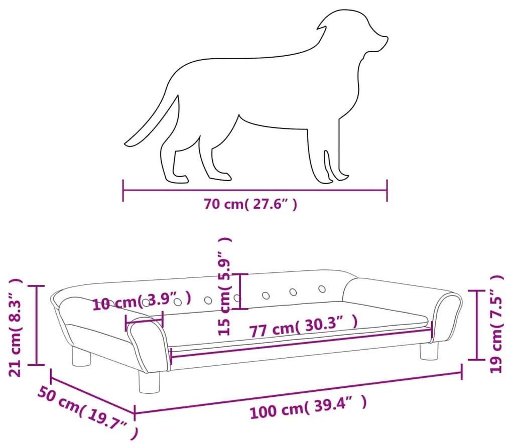 Κρεβάτι Σκύλου Κρεμ 100 x 50 x 21 εκ. Βελούδινο - Κρεμ