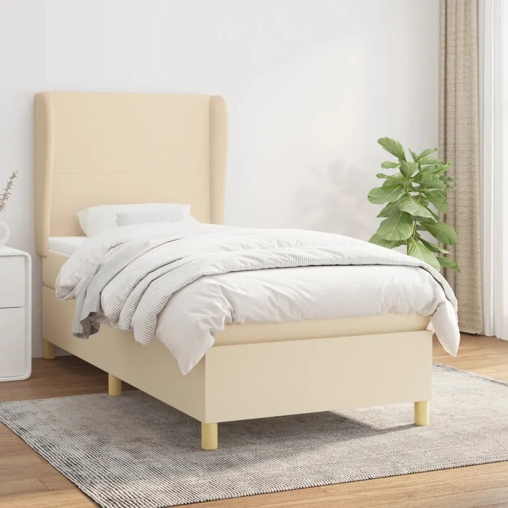 Κρεβάτι Boxspring με Στρώμα Κρεμ 80 x 200 εκ. Υφασμάτινο