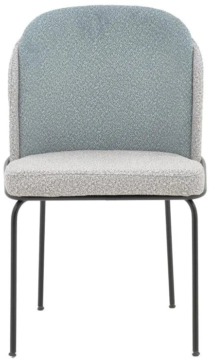 Καρέκλα Dore γκρι-γαλάζιο μπουκλέ ύφασμα-μαύρο μέταλλο 50x47.5x82εκ 50x47.5x82 εκ.