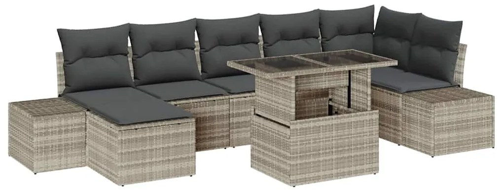 vidaXL Σετ Καναπέ Κήπου με μαξιλάρι 8 pcs Ανοιχτό γκρι