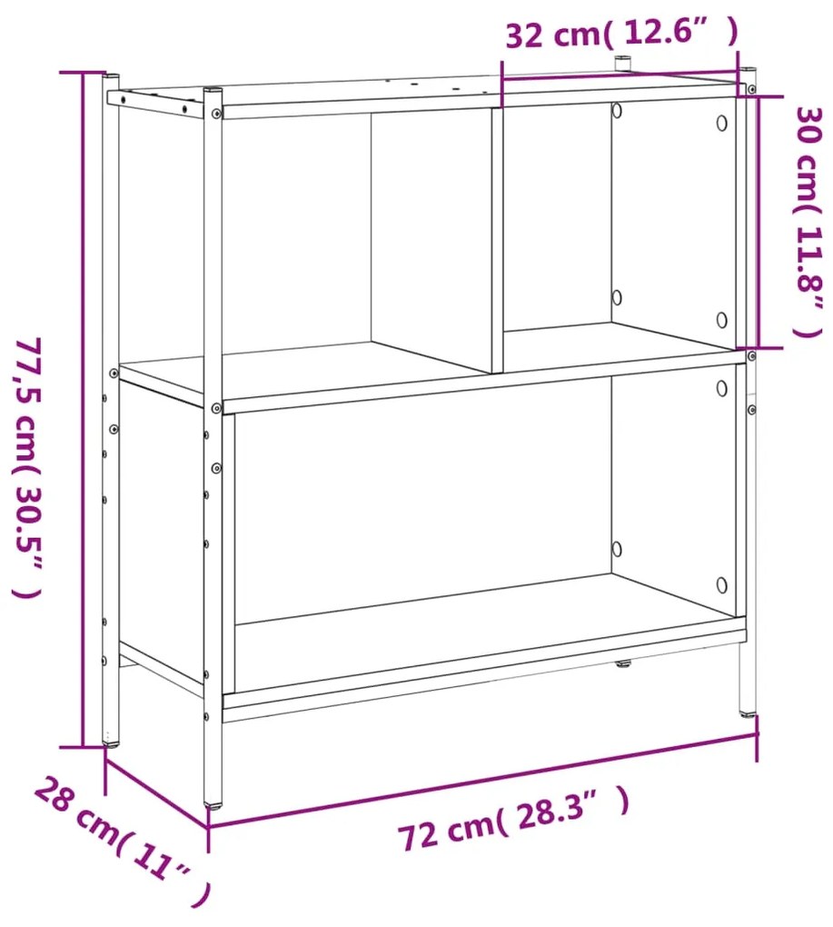 Βιβλιοθήκη Γκρι Sonoma 72 x 28 x 77,5εκ. από Επεξεργασμένο Ξύλο - Γκρι