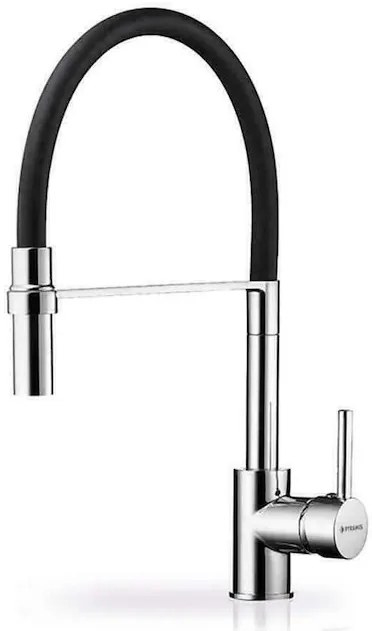 Pyramis Serina Μπαταρία Κουζίνας Πάγκου με Ντουζ Chrome Black (090939801)