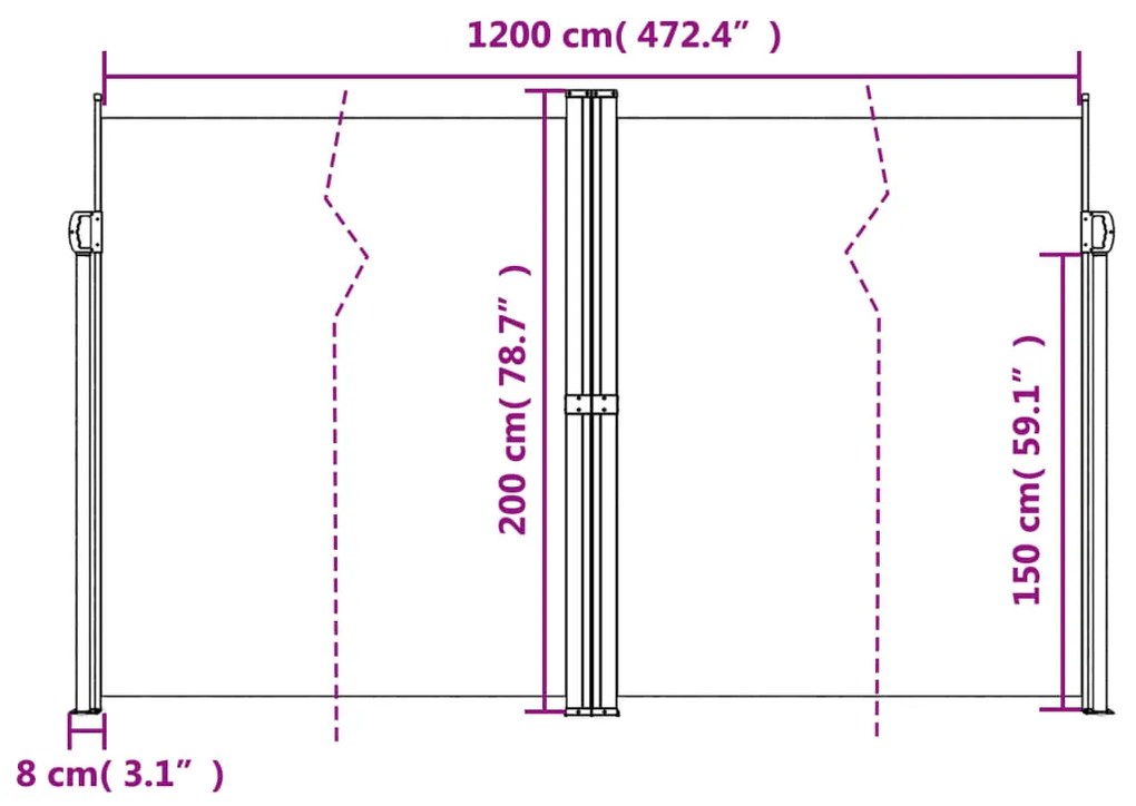 Σκίαστρο Πλαϊνό Συρόμενο Μπλε 200 x 1200 εκ. 4004851