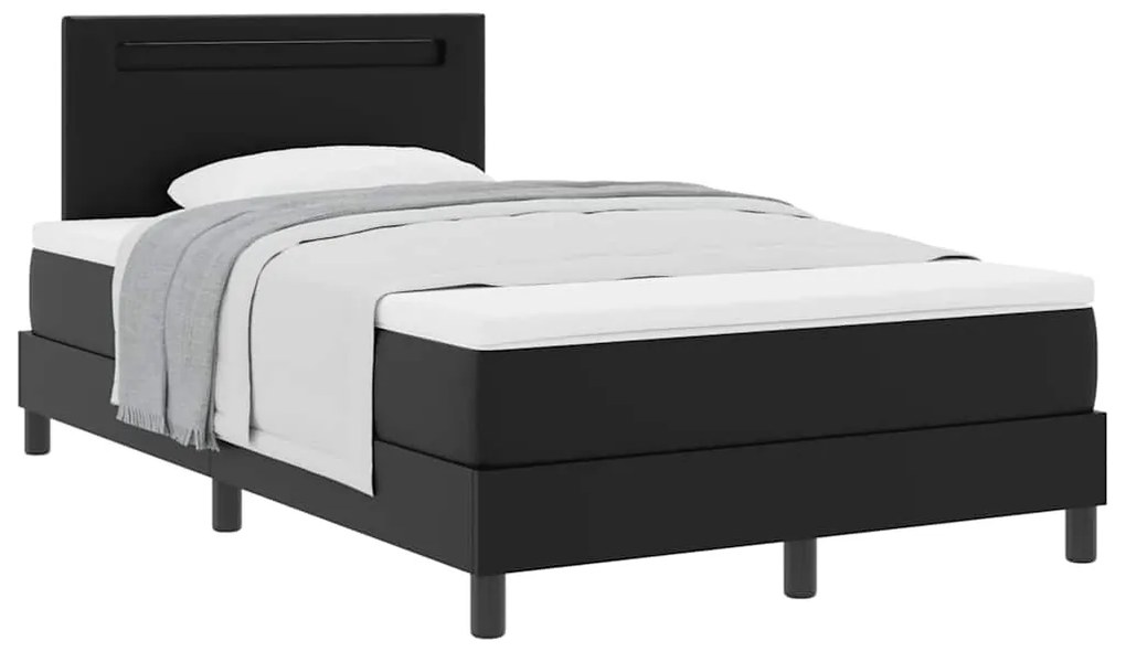 vidaXL Κρεβάτι με Στρώμα με στρώμα Μαύρο 120 x 200 cm Τεχνητό δέρμα