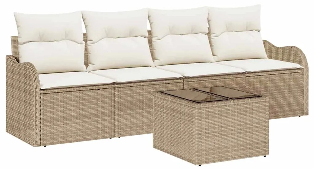 vidaXL Σετ Καναπέ Κήπου 5 pcs Μπεζ Πολυ ράταν