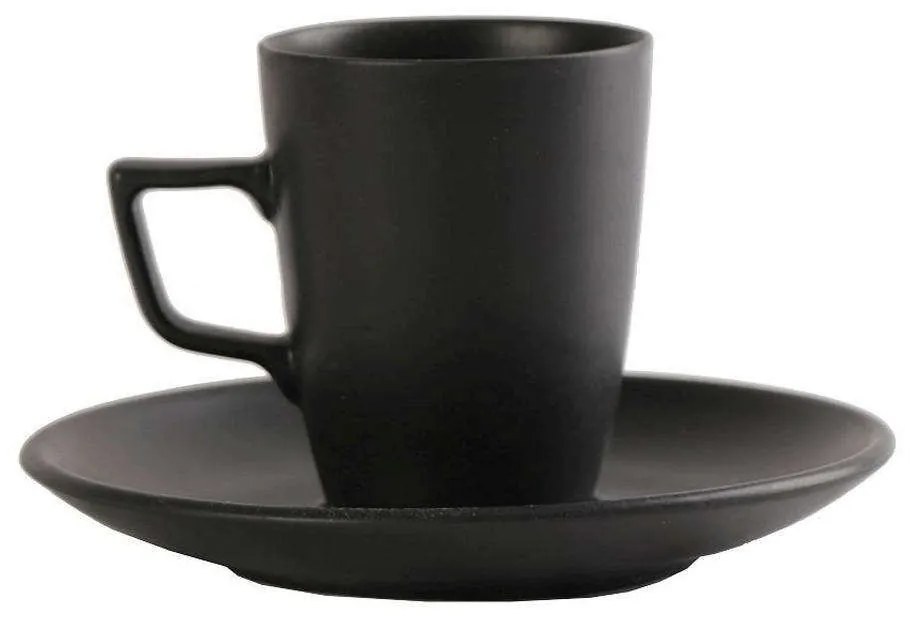 Φλιτζάνι Καφέ Με Πιατάκι Morgan OW2052K6 80ml Black Espiel Porcelain