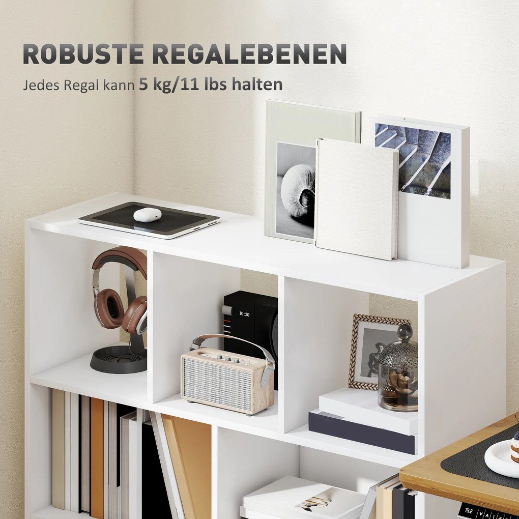 HOMCOM Βιβλιοθήκη Ράφι, 8 ράφια, 97,5 x 30 x 100 cm, Λευκό